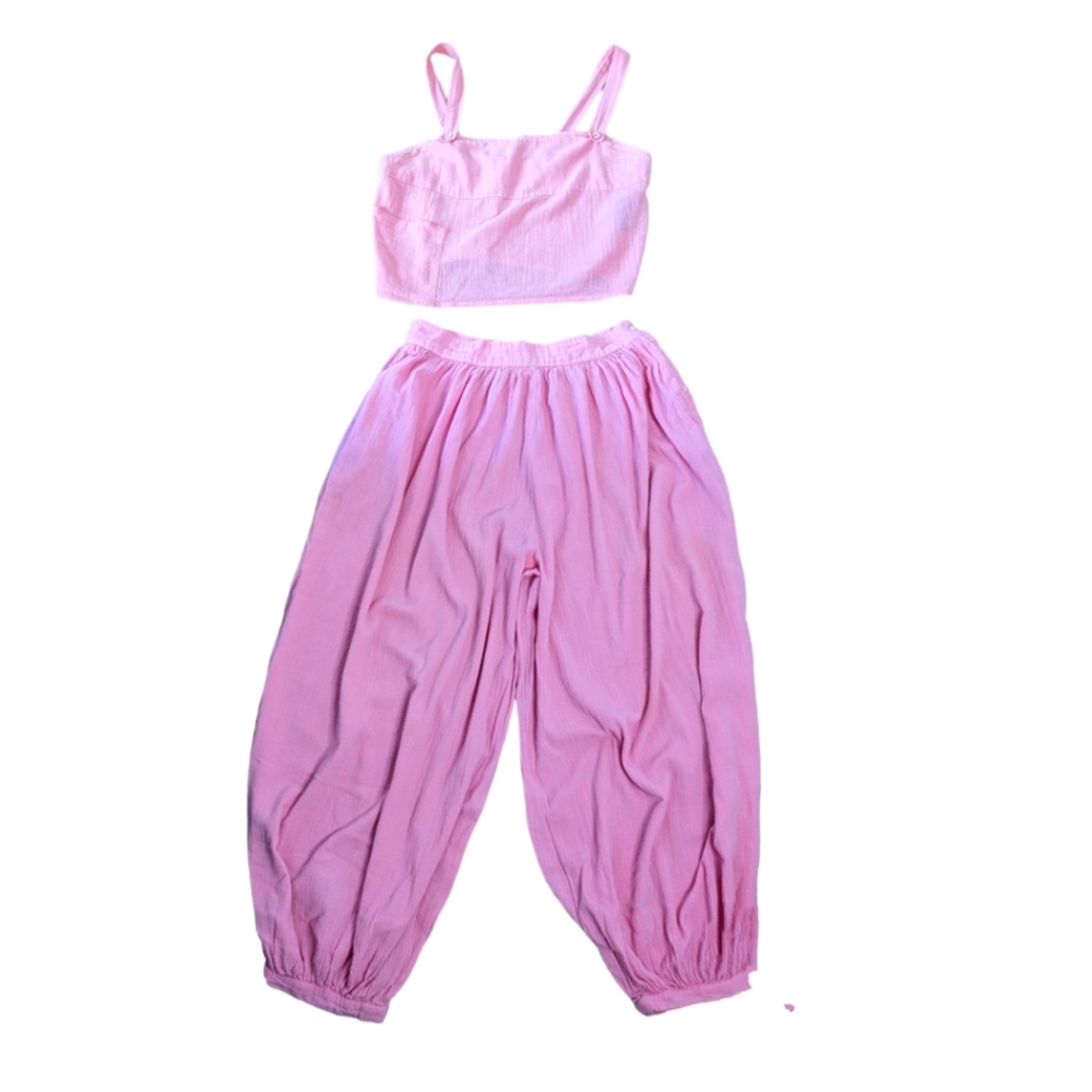 Vintage pink harem pant and crop top set